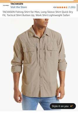 TACVASEN Men's Long Sleeve Quick Dry Tactical Fishing Shirt